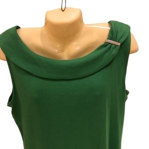 * Rafaella Boat / Portrait Neck Sleeveless Top * Kelly Green * Excellent! *